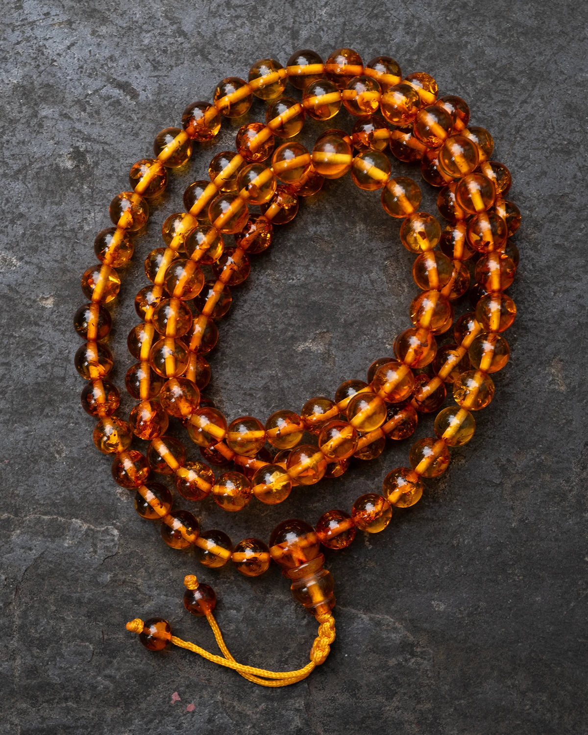 Amber Long Mala - Yellow