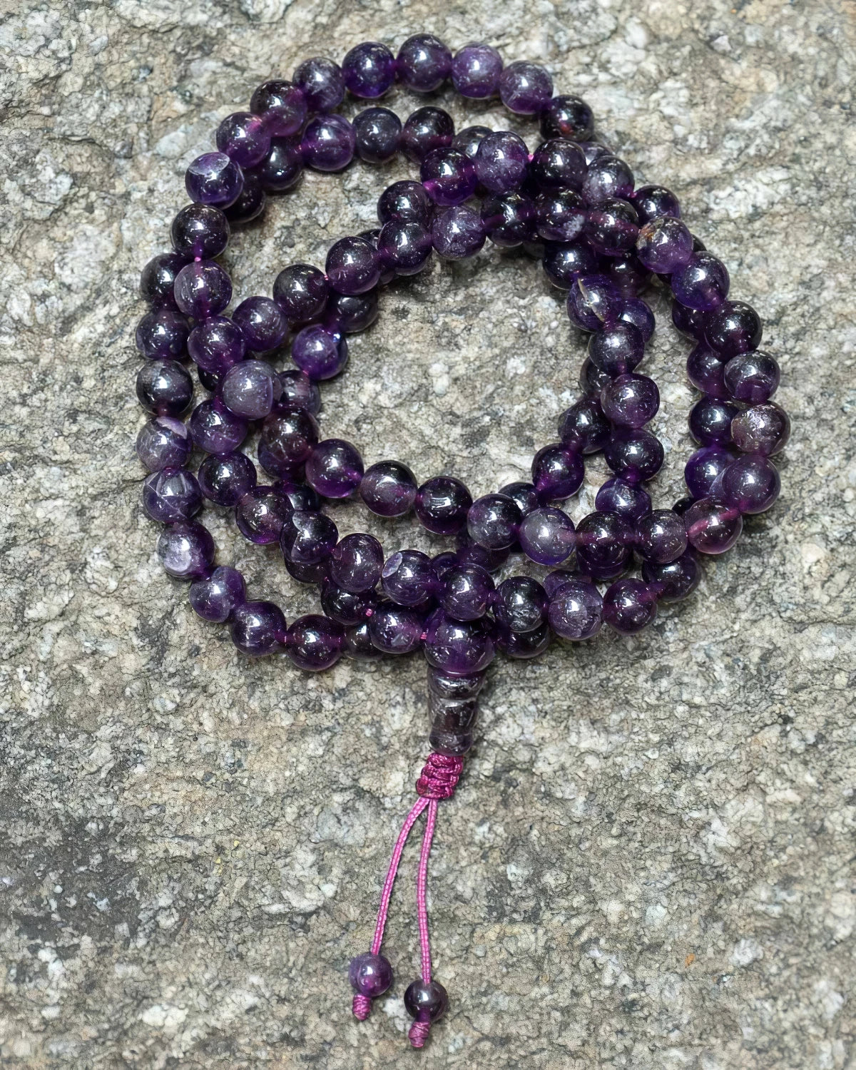 Antique Chevron Amethyst beads Hand Knotted Mala Tibetan Beads buy Necklace amethyst mala Meditation beads Yoga Mala Beads Prayer Beads Nepal