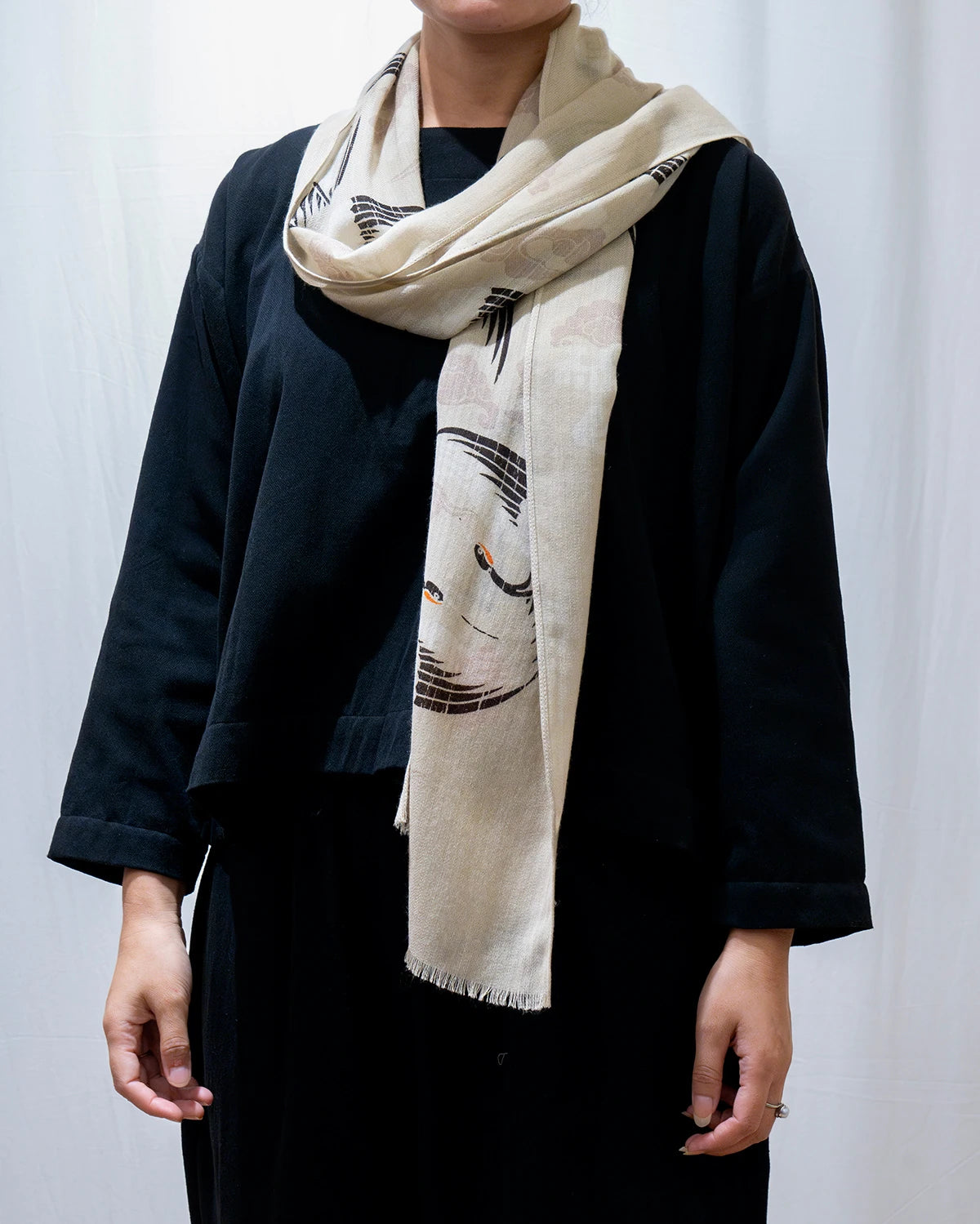 Spring Crane Wool Scarf