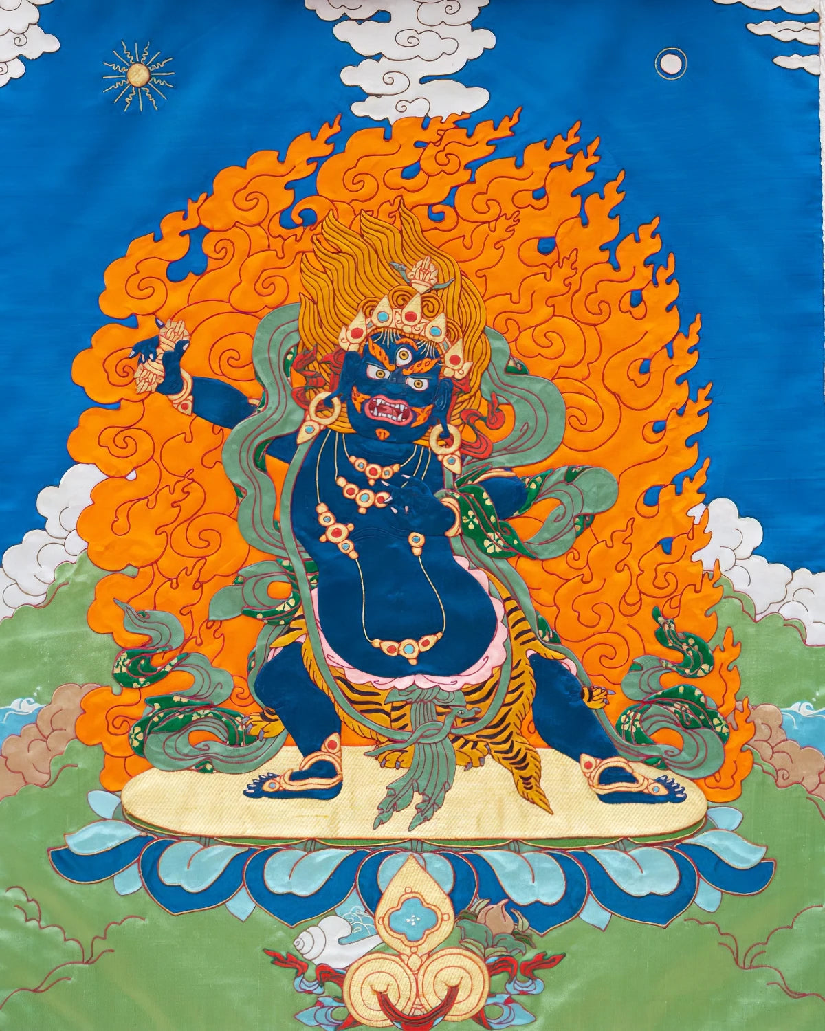 Vajrapani Tibetan Appliqué Thangka