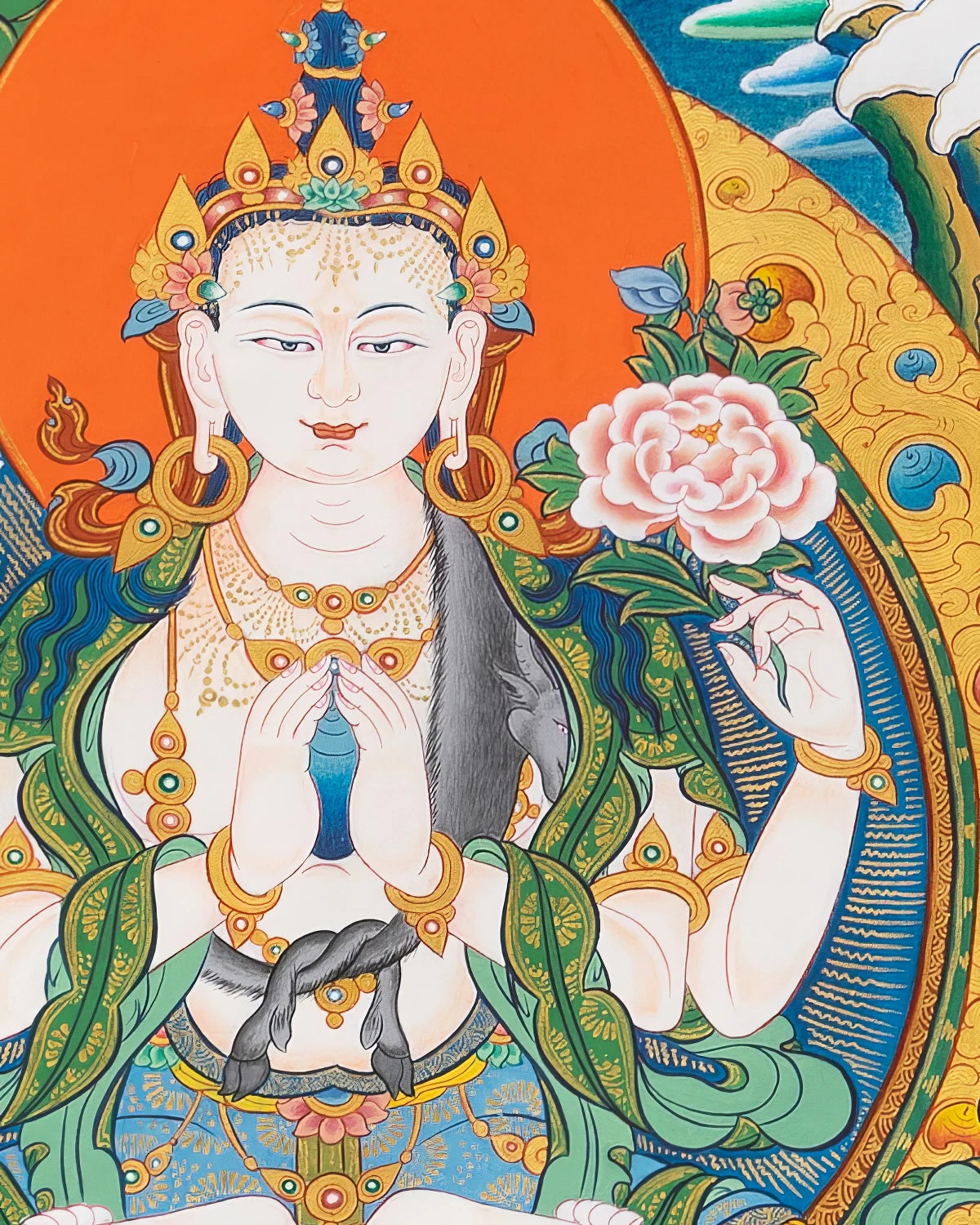 Four Armed Avalokiteshvara Painted Thangka