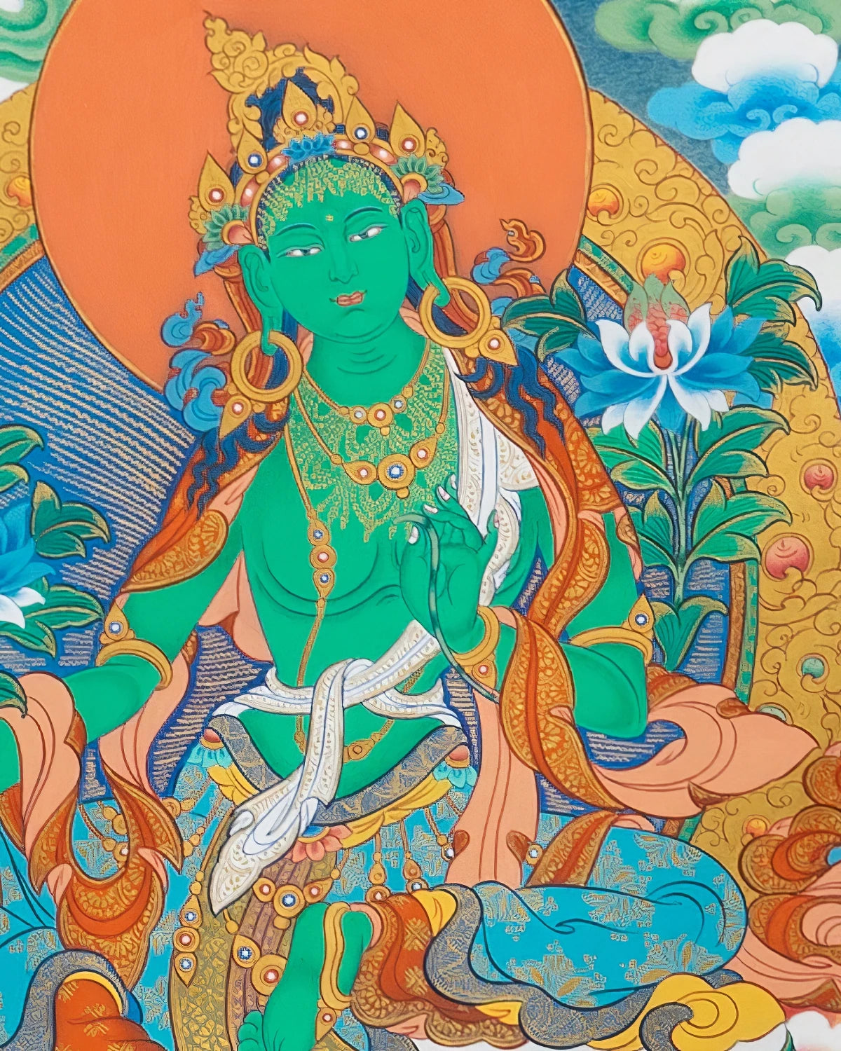 Green Tara Painted Thangka