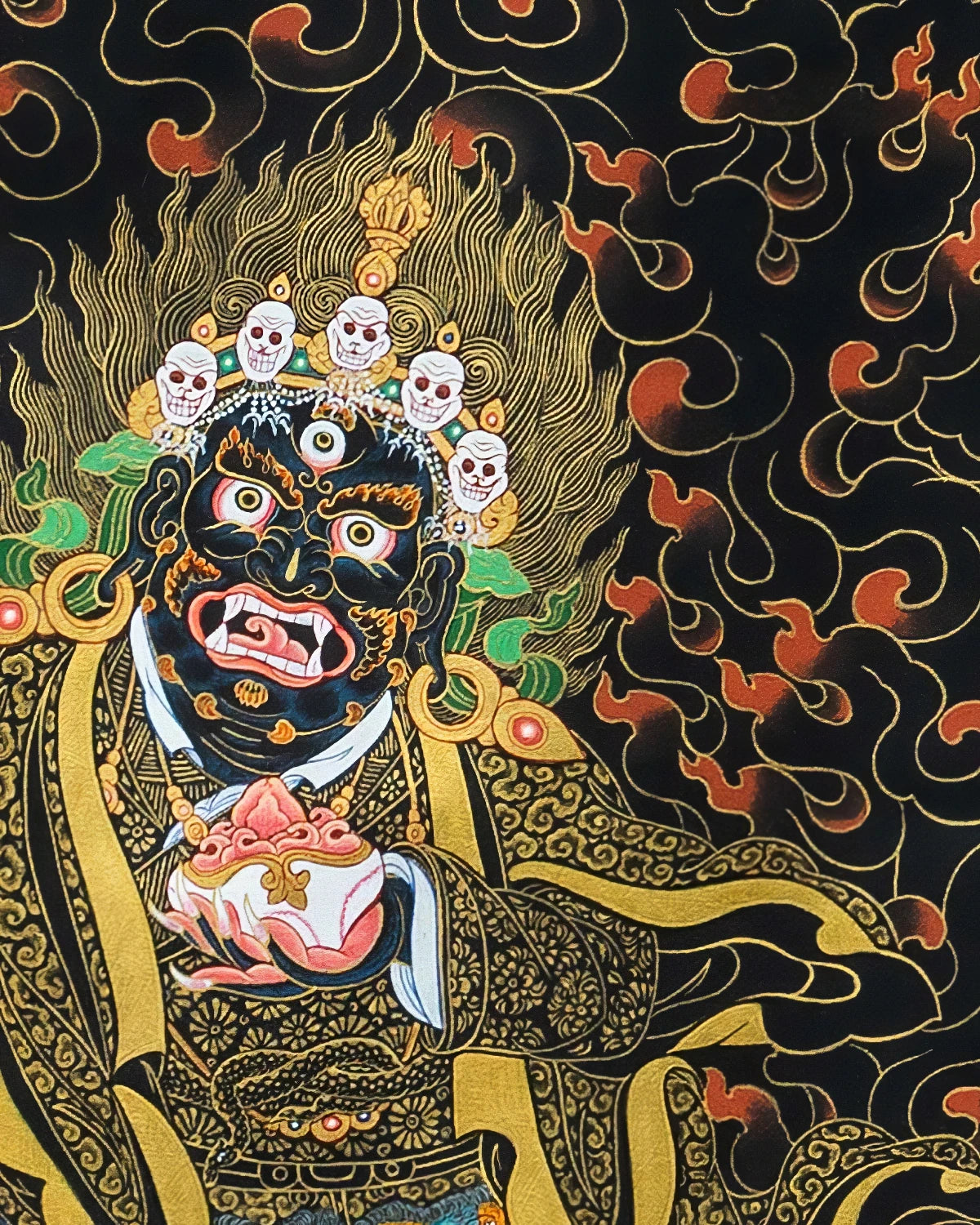 Mahakala (black based) Painted Thangka