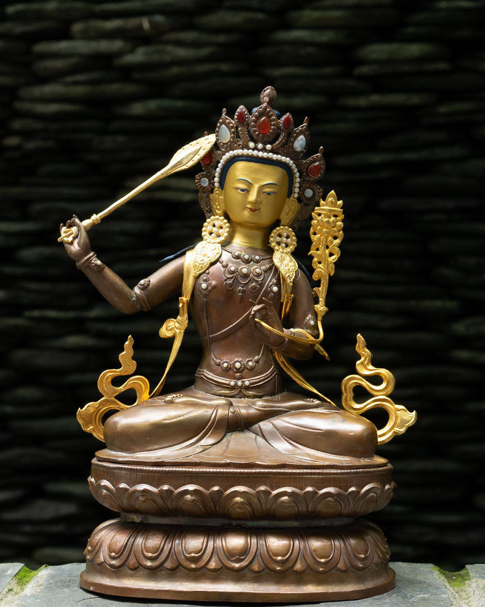  Manjushri, The Compassionate Bodhisattva - Brass Statue : Home  & Kitchen