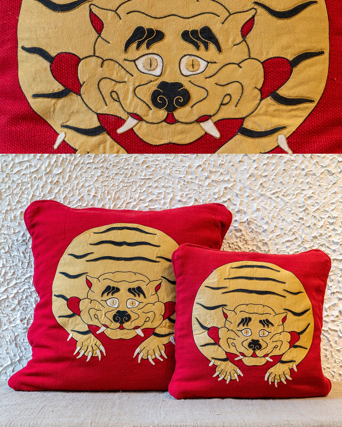 Tantalizing Tiger Appliquéd Cushion Cover