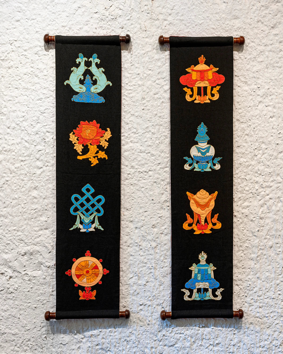 Eight Auspicious Symbols Appliqué Wall Hanging