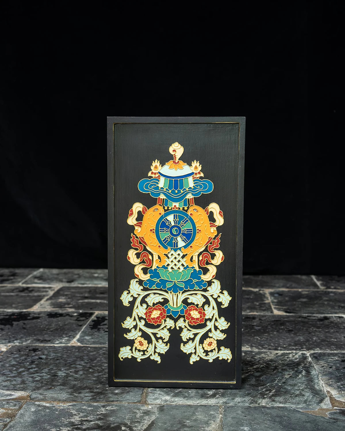 Vase of Treasure Relief Painted Wall Hanging