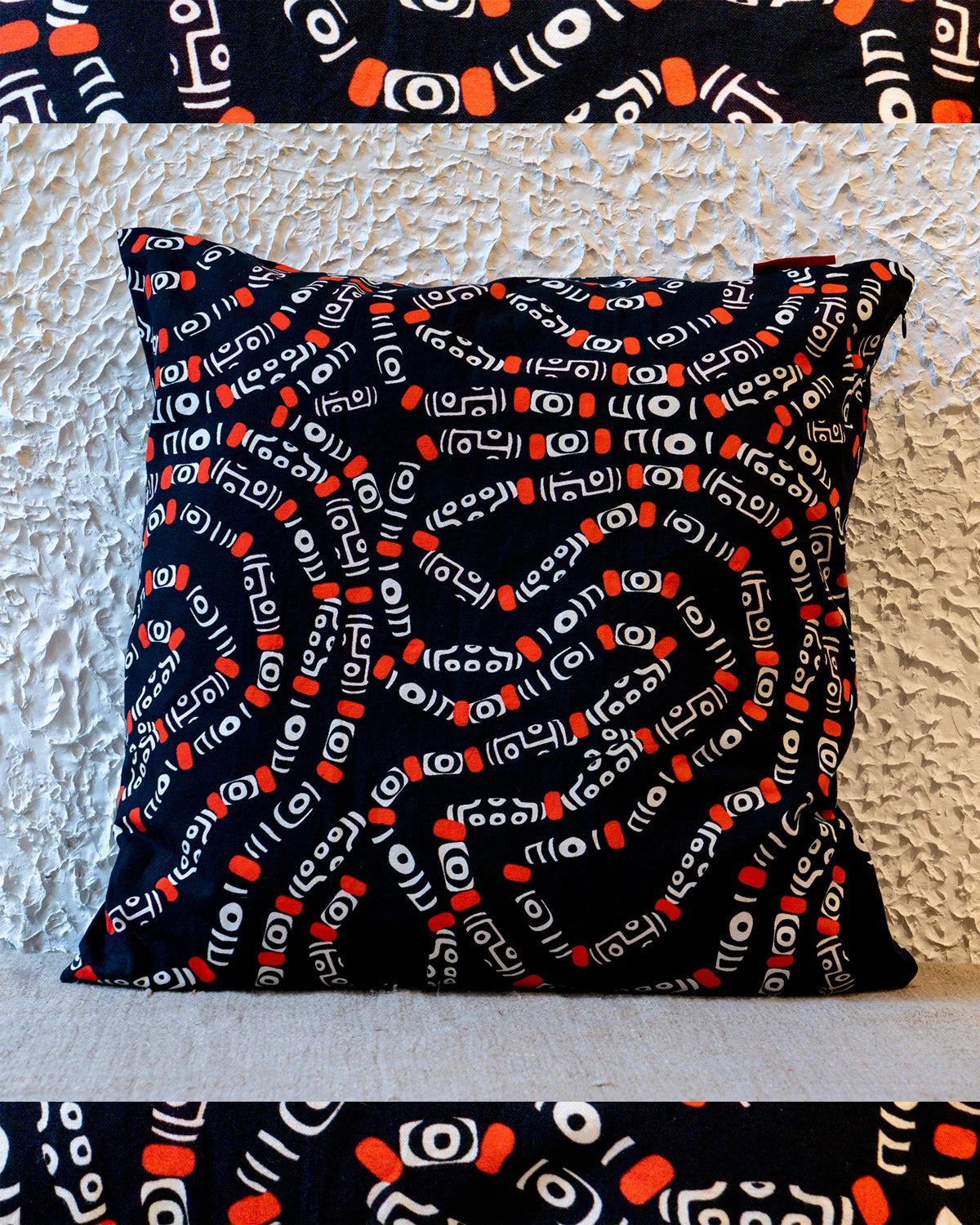 Dzi with Coral Cushion Cover