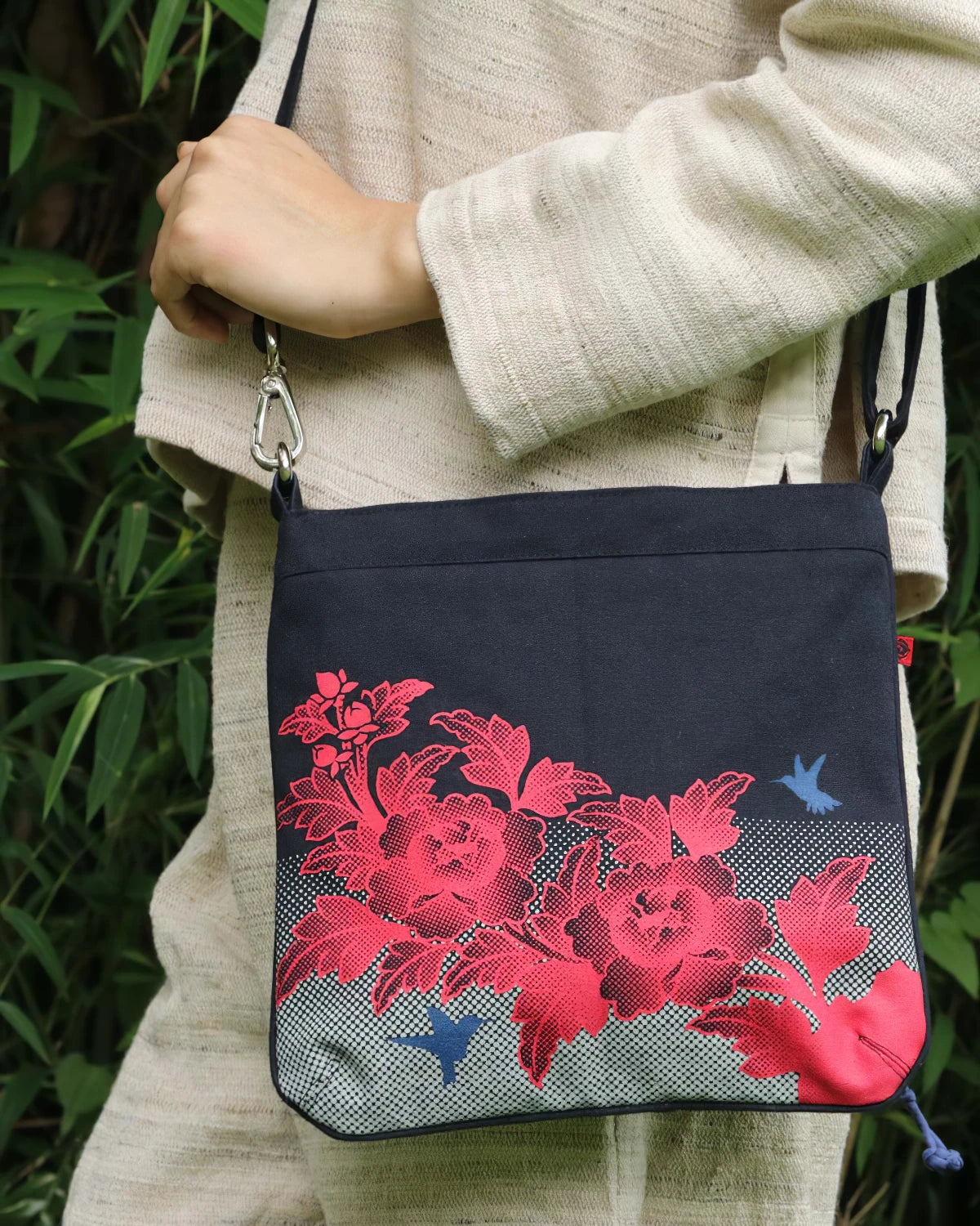 Birds & Flowers Sling Bag - Black