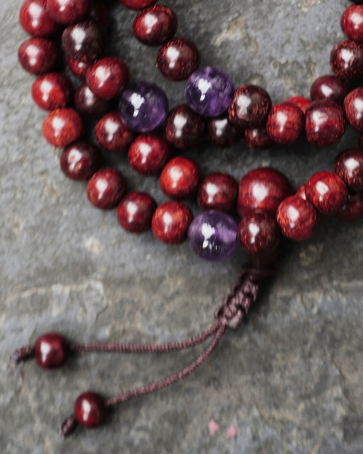 Rosewood with Stone Mala - Amethyst