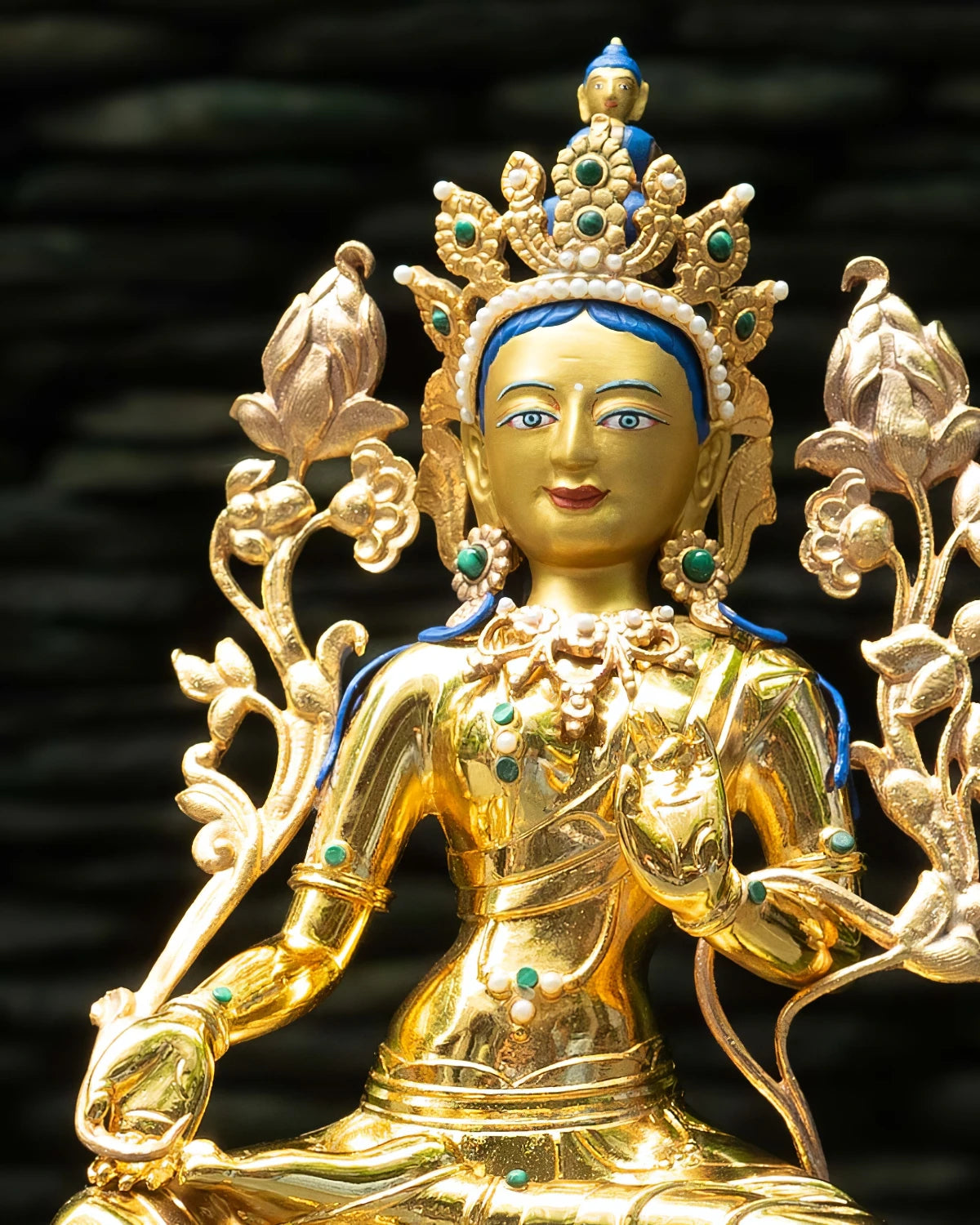 Green Tara (Gold) 12-inch Statue