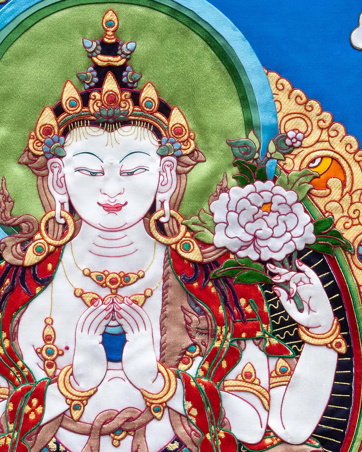 Four-Armed Avalokitesvara Tibetan Appliqué Thangka