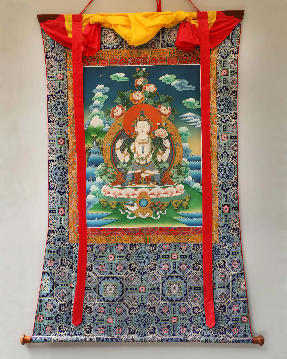 Four Armed Avalokiteshvara Painted Thangka (5ft)