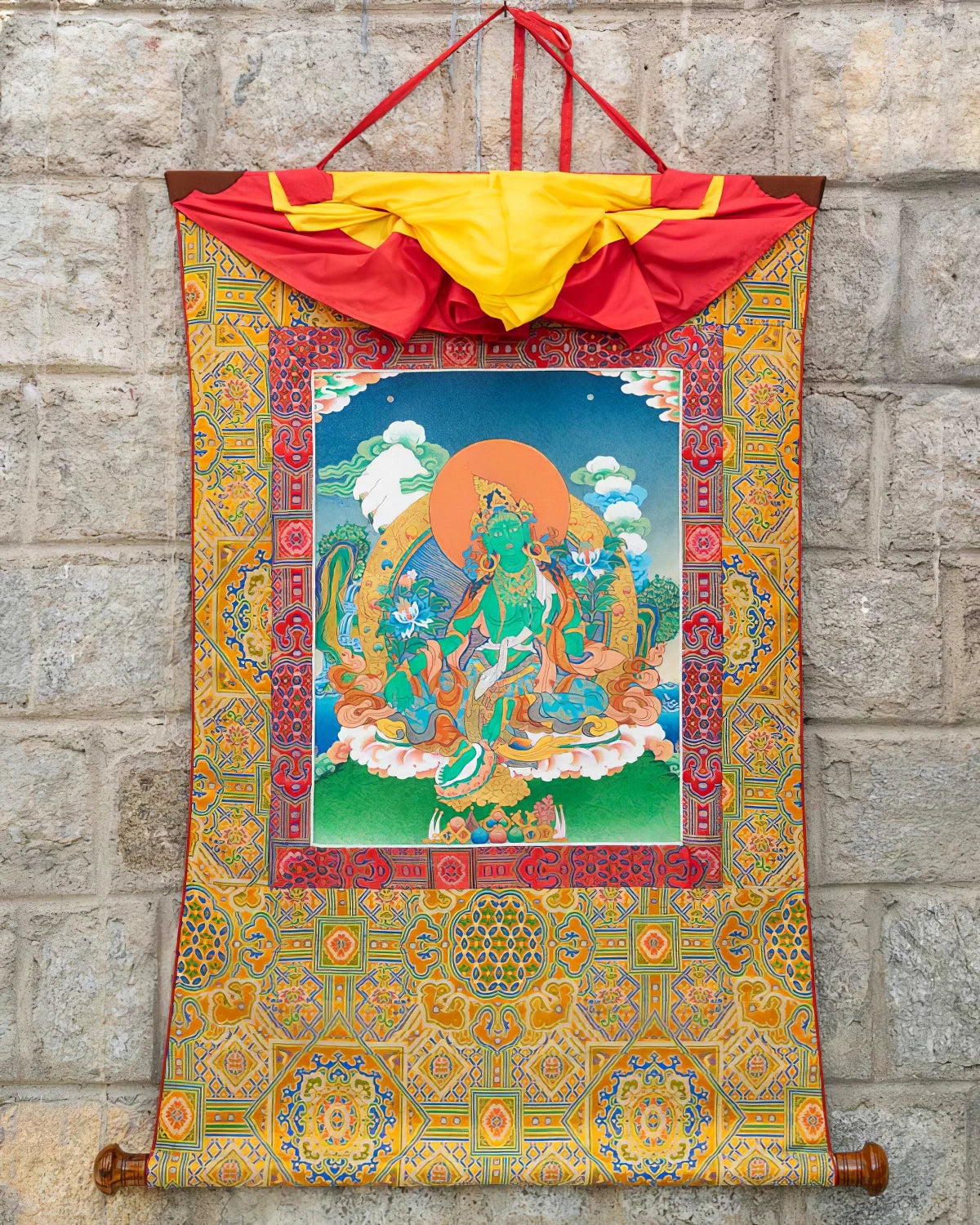 Green Tara Painted Thangka