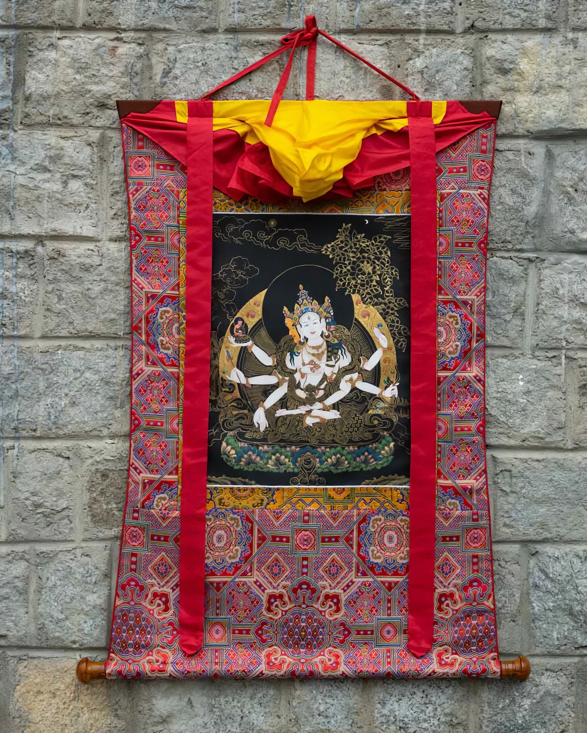 Vijaya (black based) Painted Thangka