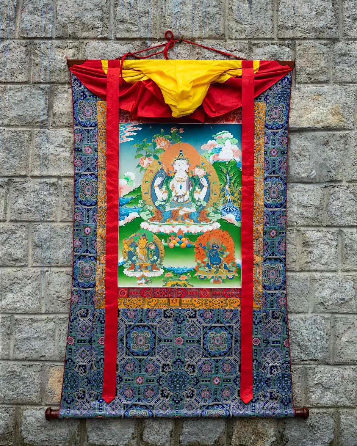 Rig Sum Gonpo Painted Thangka 