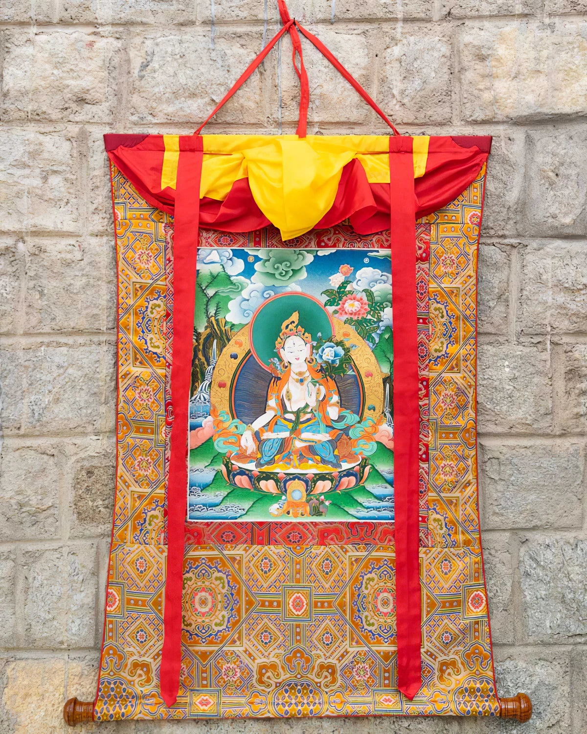 White Tara Painted Thangka