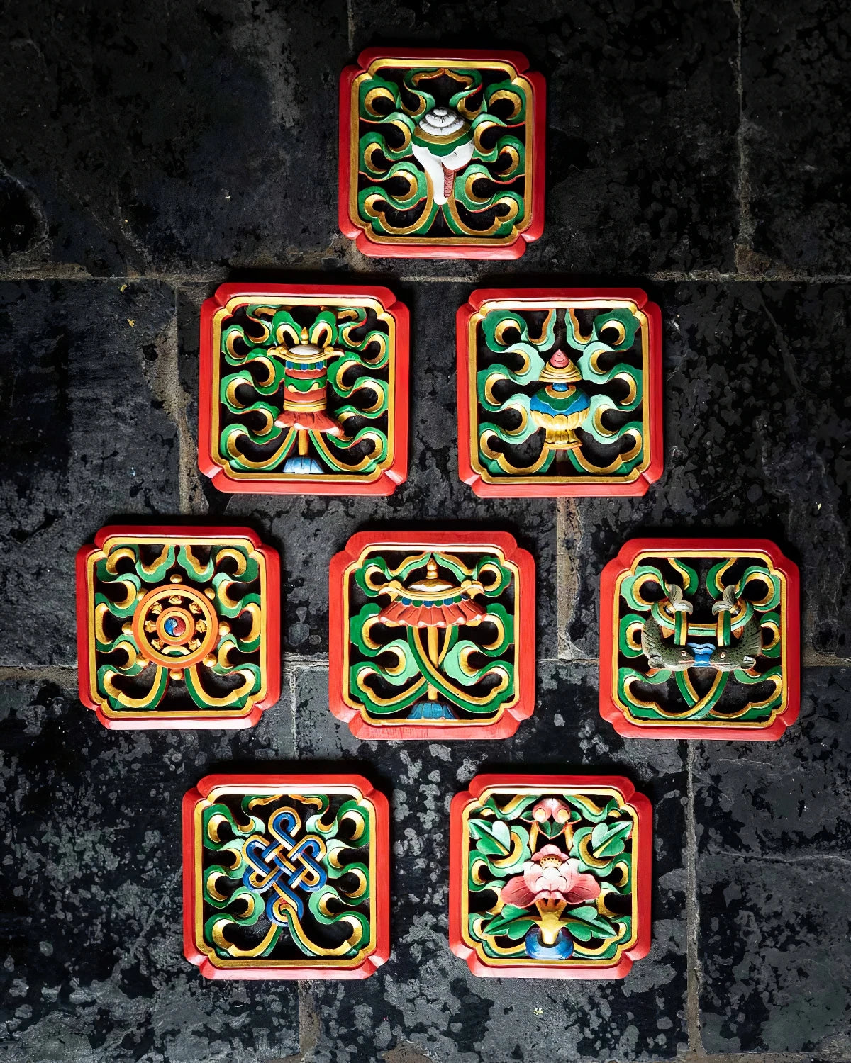 Carved Auspicious Symbols (Set)