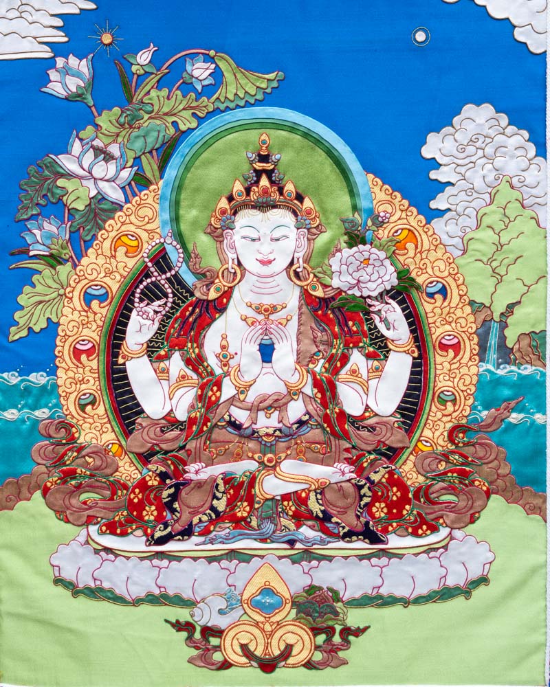 Four armed Avalokitesvara Applique Thangka