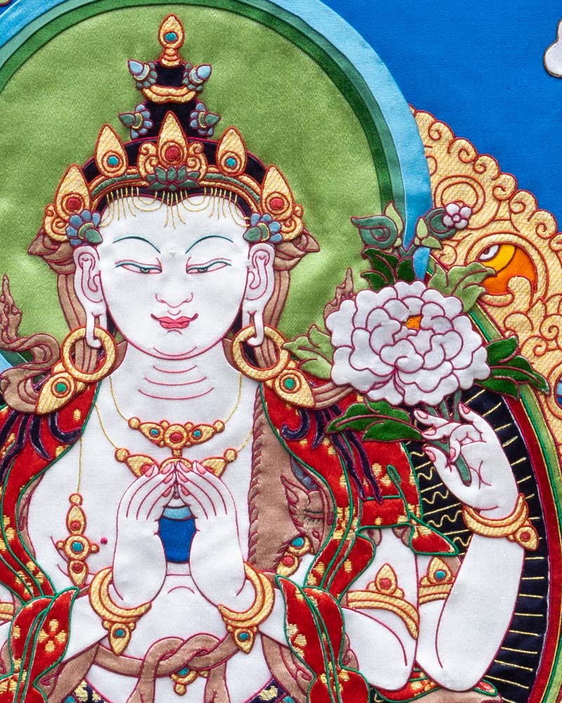Four armed Avalokitesvara Applique Thangka