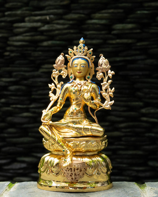 Green Tara (Gold) 12-inch Statue