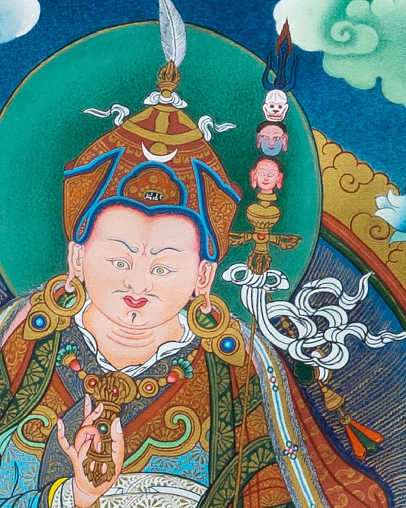 Guru Padmasambhava (colour) Painted Thangka