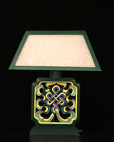 Auspicious Symbols Carved Table Lamp (Green)