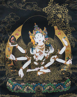Vijaya (black based) Painted Thangka