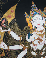 Vijaya (black based) Painted Thangka