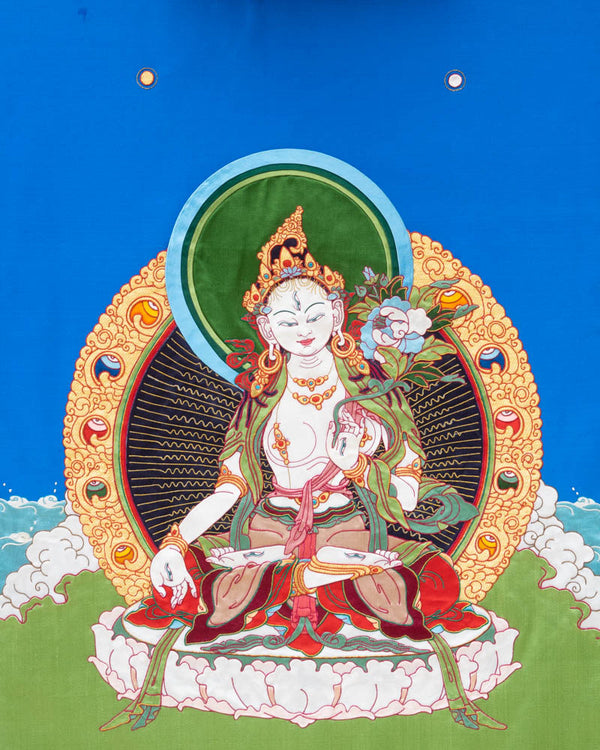 White Tara Applique Thangka